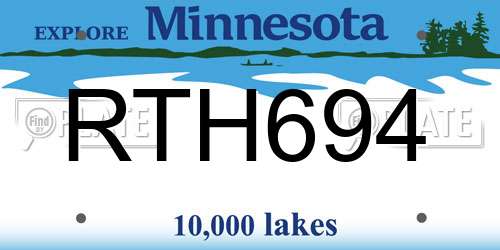 RTH694 Minnesota License Plate