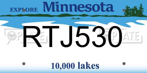 RTJ530 Minnesota License Plate