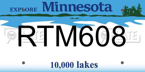 RTM608 Minnesota License Plate