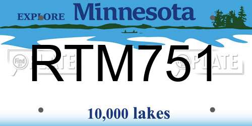 RTM751 Minnesota License Plate
