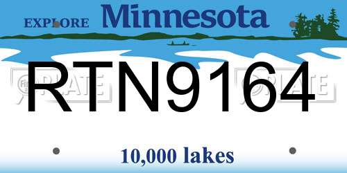 RTN9164 Minnesota License Plate