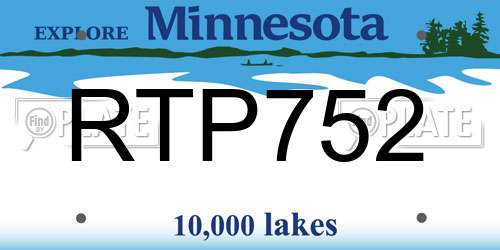 RTP752 Minnesota License Plate