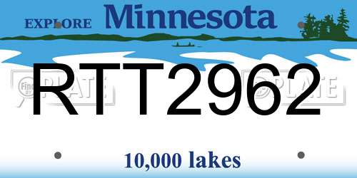 RTT2962 Minnesota License Plate