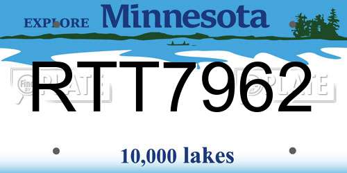RTT7962 Minnesota License Plate