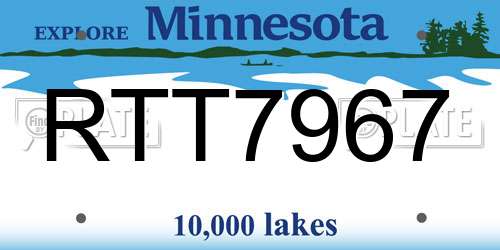 RTT7967 Minnesota License Plate
