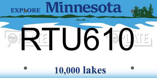 RTU610 Minnesota License Plate