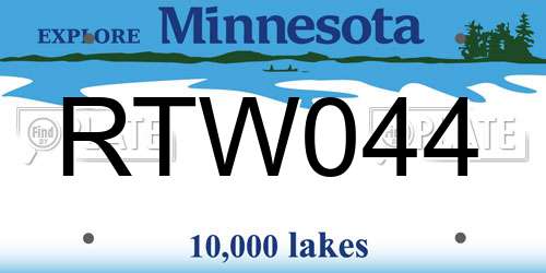 RTW044 Minnesota License Plate