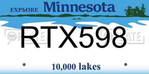 RTX598 Minnesota License Plate