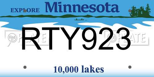 RTY923 Minnesota License Plate