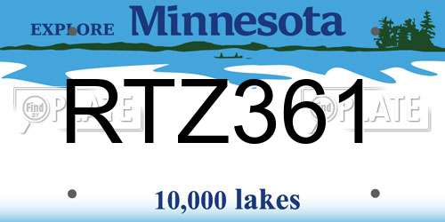RTZ361 Minnesota License Plate