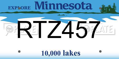 RTZ457 Minnesota License Plate