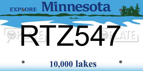 RTZ547 Minnesota License Plate