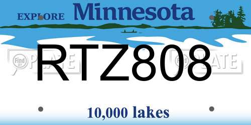 RTZ808 Minnesota License Plate