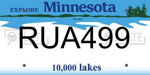 RUA499 Minnesota License Plate