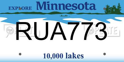 RUA773 Minnesota License Plate