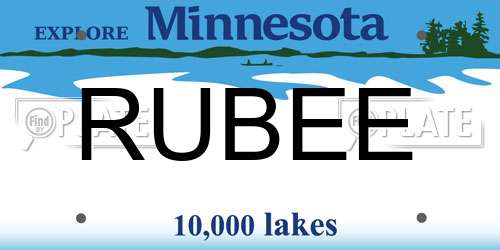 RUBEE Minnesota License Plate