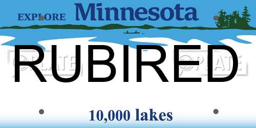 RUBIRED Minnesota License Plate