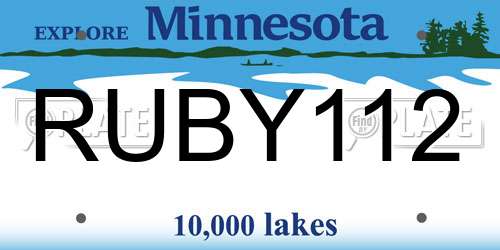 RUBY112 Minnesota License Plate