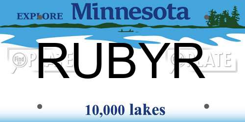 RUBYR Minnesota License Plate