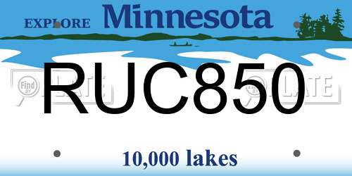 RUC850 Minnesota License Plate