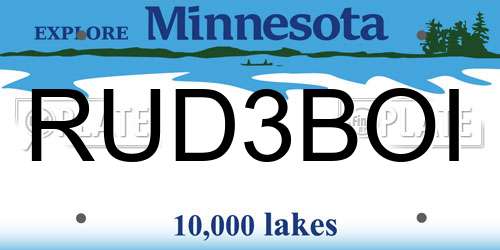 RUD3BOI Minnesota License Plate
