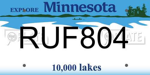 RUF804 Minnesota License Plate