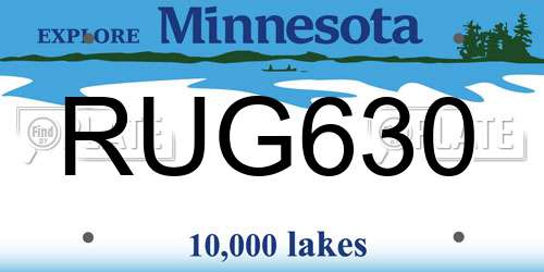RUG630 Minnesota License Plate