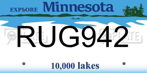 RUG942 Minnesota License Plate