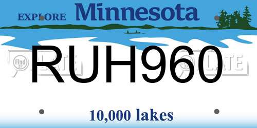 RUH960 Minnesota License Plate