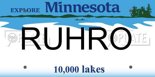 RUHRO Minnesota License Plate