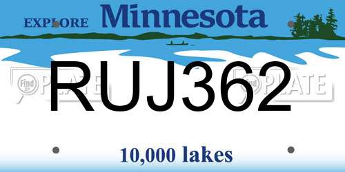 RUJ362 Minnesota License Plate