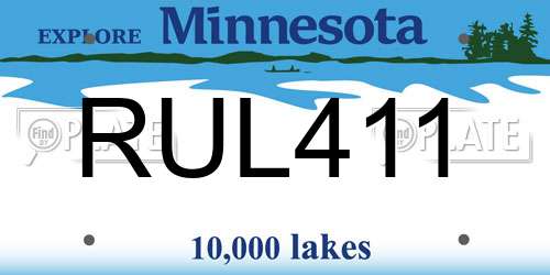 RUL411 Minnesota License Plate