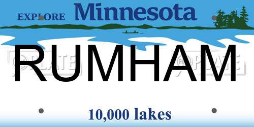 RUMHAM Minnesota License Plate