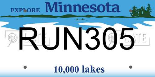 RUN305 Minnesota License Plate