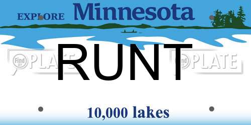 RUNT Minnesota License Plate
