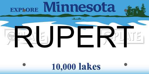 RUPERT Minnesota License Plate