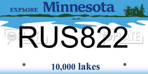 RUS822 Minnesota License Plate