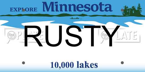 RUSTY Minnesota License Plate
