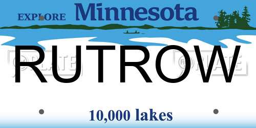 RUTROW Minnesota License Plate