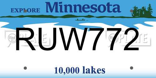 RUW772 Minnesota License Plate