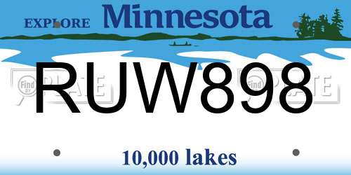 RUW898 Minnesota License Plate