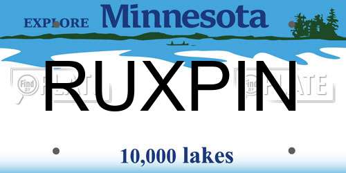 RUXPIN Minnesota License Plate