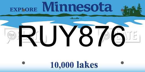 RUY876 Minnesota License Plate