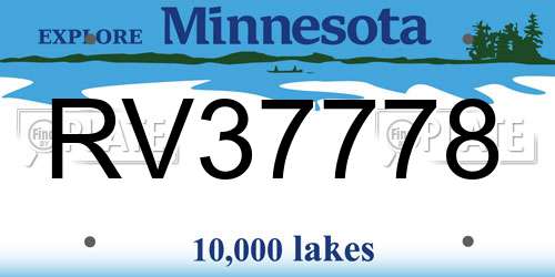 RV37778 Minnesota License Plate