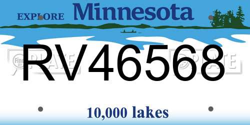 RV46568 Minnesota License Plate