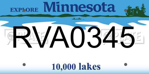 RVA0345 Minnesota License Plate