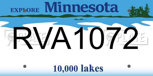 RVA1072 Minnesota License Plate