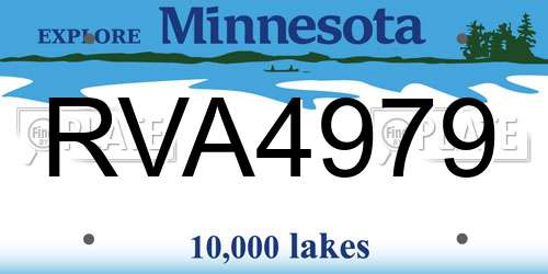 RVA4979 Minnesota License Plate