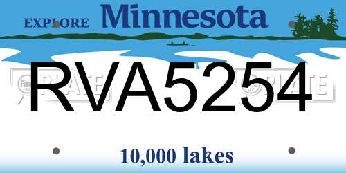 RVA5254 Minnesota License Plate