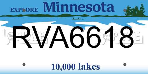 RVA6618 Minnesota License Plate